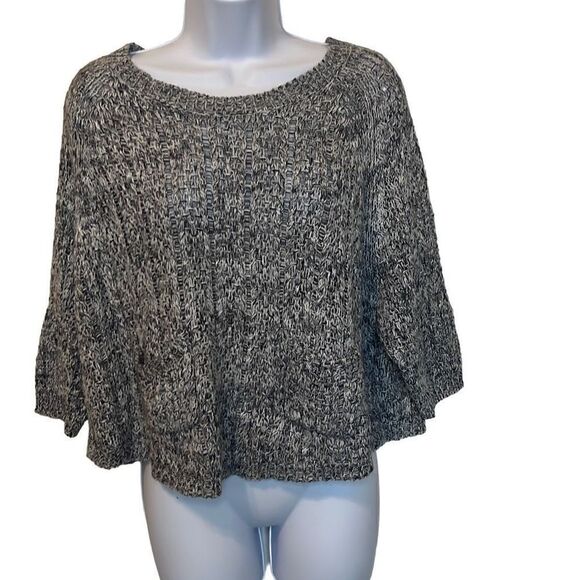 Moth EUC Black White Marled Chunky Cropped Oversize Sweater Sz S - Picture 1 of 8